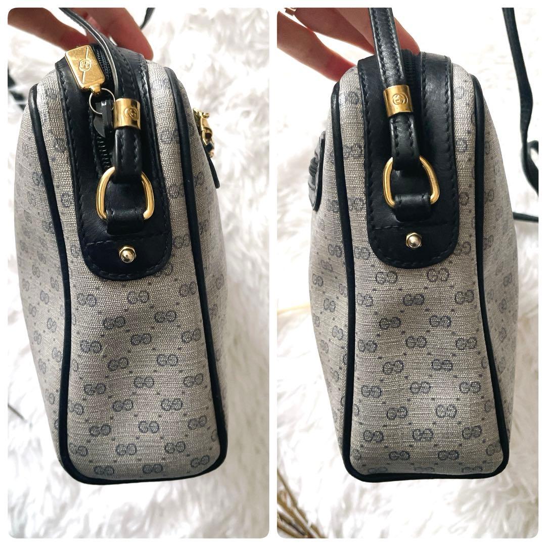 希少⭐︎GUCCI マイクロシマ PVCレザー ネイビー ショルダーバッグ