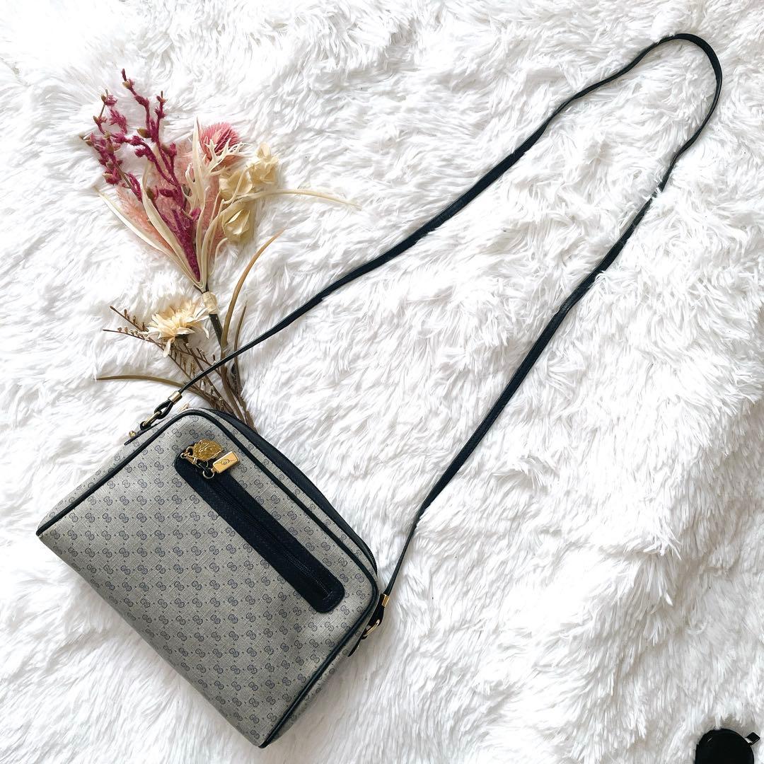 希少⭐︎GUCCI マイクロシマ PVCレザー ネイビー ショルダーバッグ