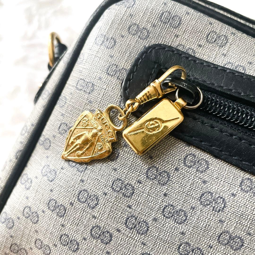 希少⭐︎GUCCI マイクロシマ PVCレザー ネイビー ショルダーバッグ