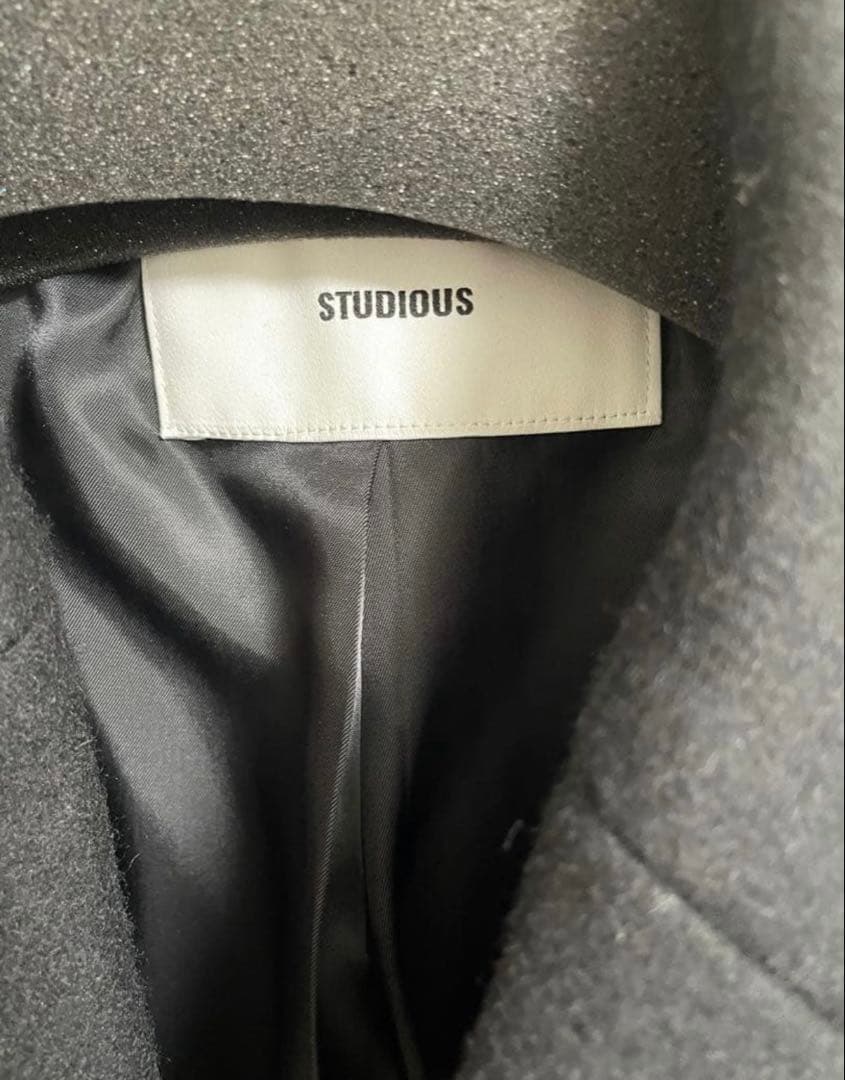 THE Cashmere wool ダブルチェスターコート/カシミヤ混　黒