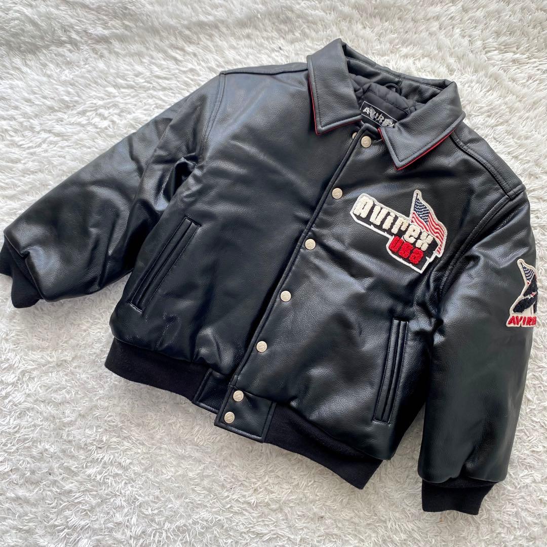 美品✨️AVIREX レザージャケット ワッペン バーシティ 130相当