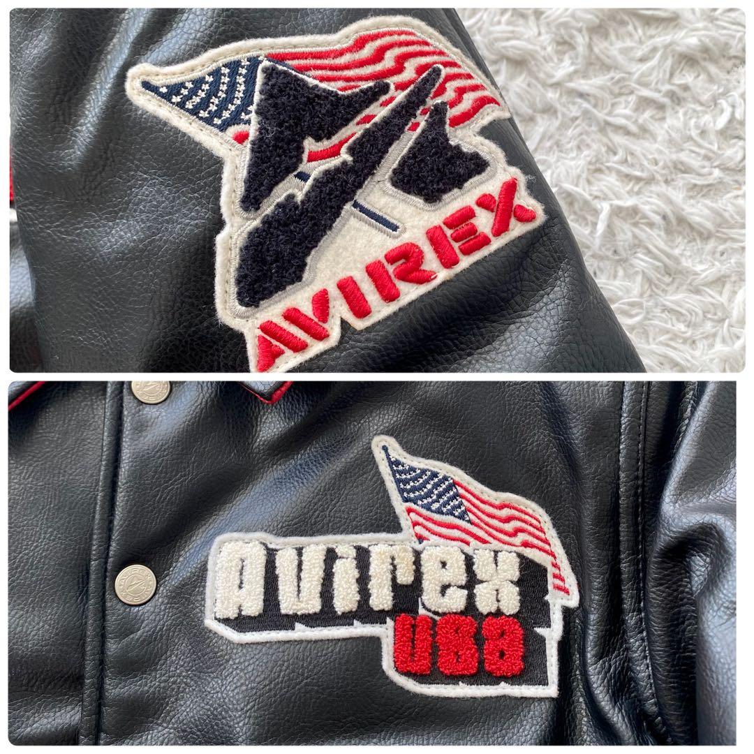 美品✨️AVIREX レザージャケット ワッペン バーシティ 130相当