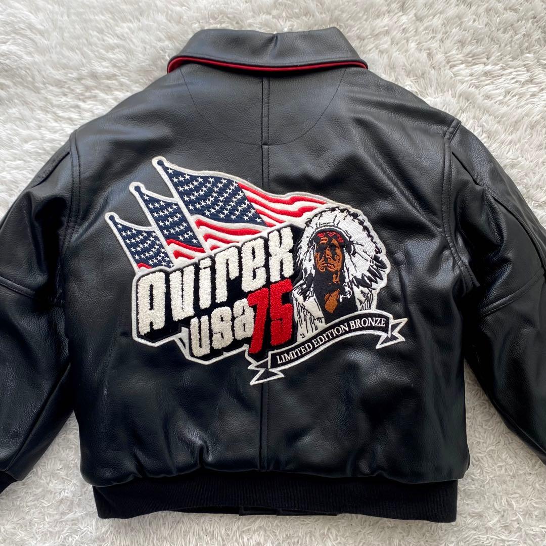 美品✨️AVIREX レザージャケット ワッペン バーシティ 130相当