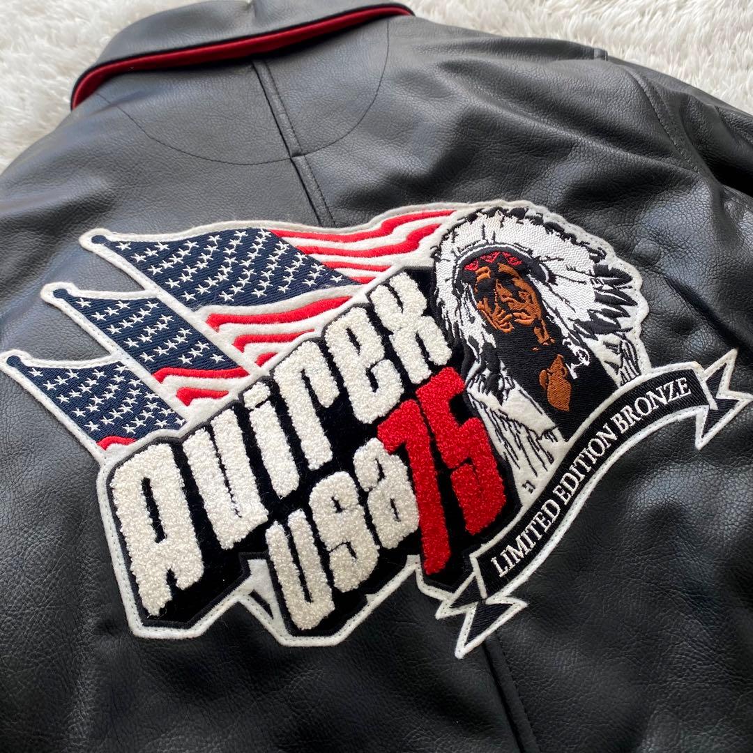 美品✨️AVIREX レザージャケット ワッペン バーシティ 130相当