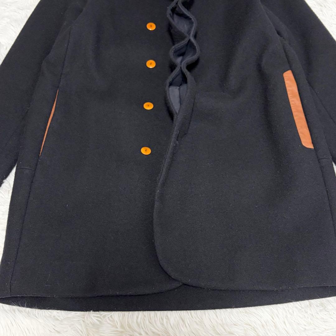 PAL'LAS PALACE メルトンショールカラーコート　ウール　レザー