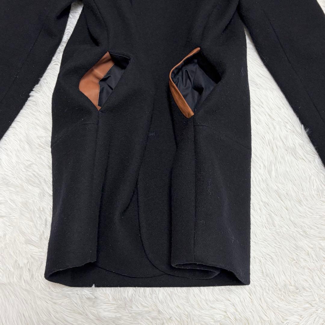 PAL'LAS PALACE メルトンショールカラーコート　ウール　レザー