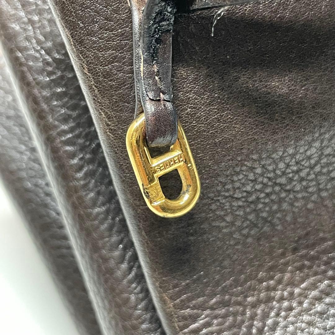 C*2様 HERMES ヴェスパポーチ　ダークブラウン レザーチャーム