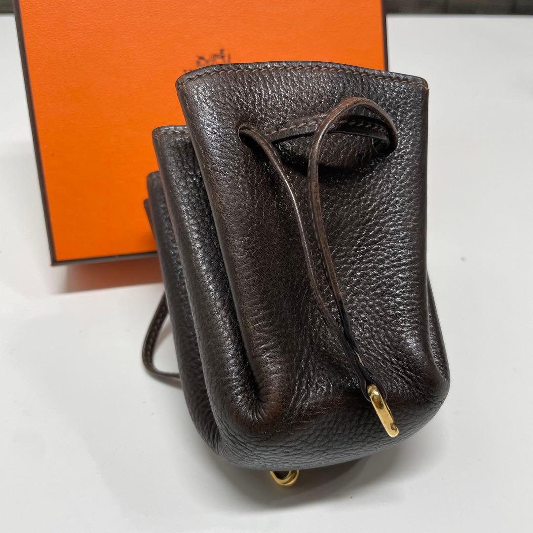 C*2様 HERMES ヴェスパポーチ　ダークブラウン レザーチャーム