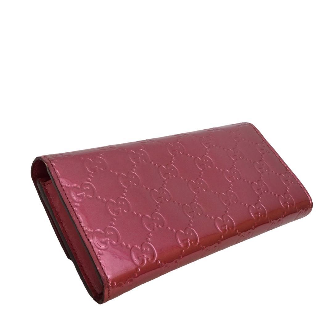 本物 良品 ■グッチ■GG ラブリーハート ピンクパープル パテント 長財布