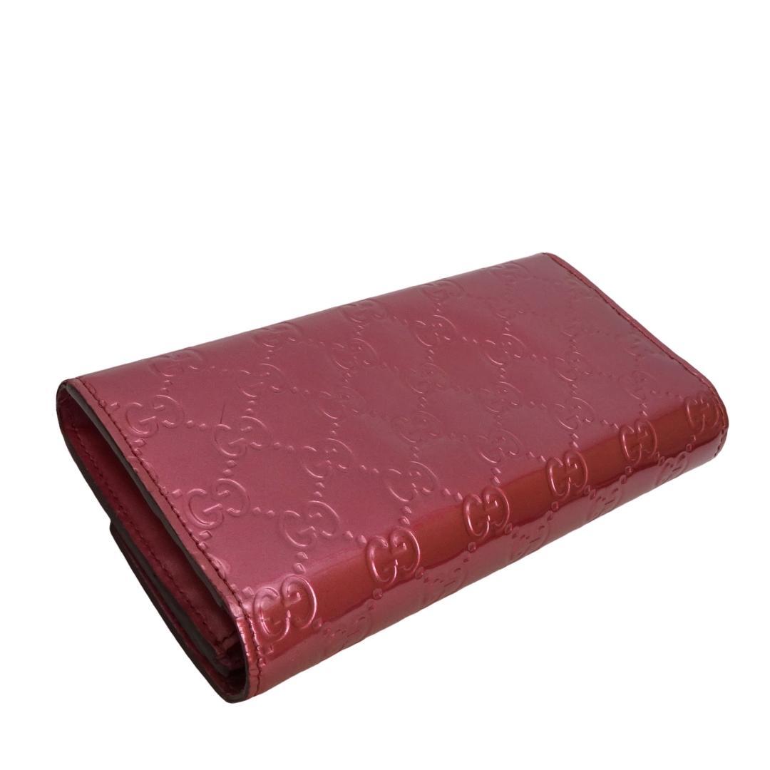 本物 良品 ■グッチ■GG ラブリーハート ピンクパープル パテント 長財布