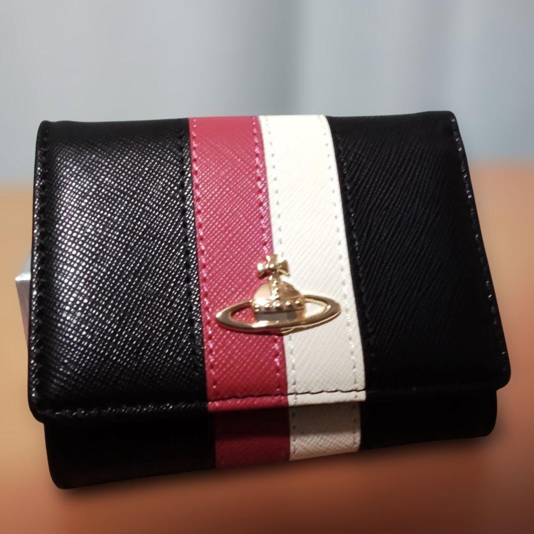 新品未使用 Vivienne Westwood ストライプデザイン 三つ折り財布