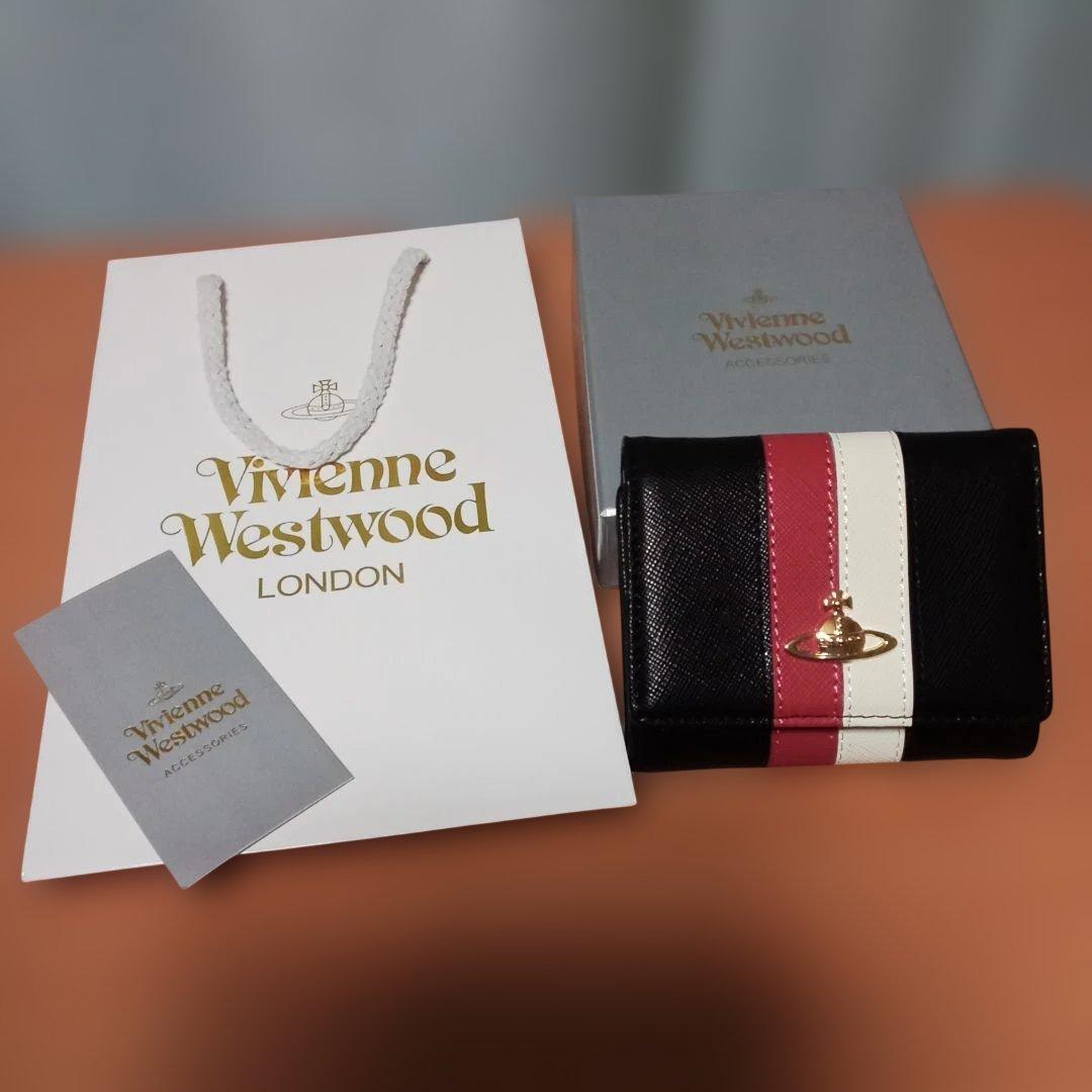 新品未使用 Vivienne Westwood ストライプデザイン 三つ折り財布
