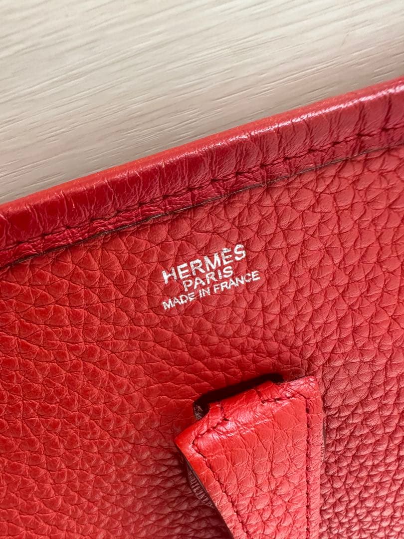 エルメスHERMESエブリン　PMレッド ショルダーバッグ
