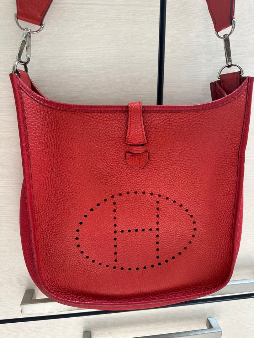 エルメスHERMESエブリン　PMレッド ショルダーバッグ