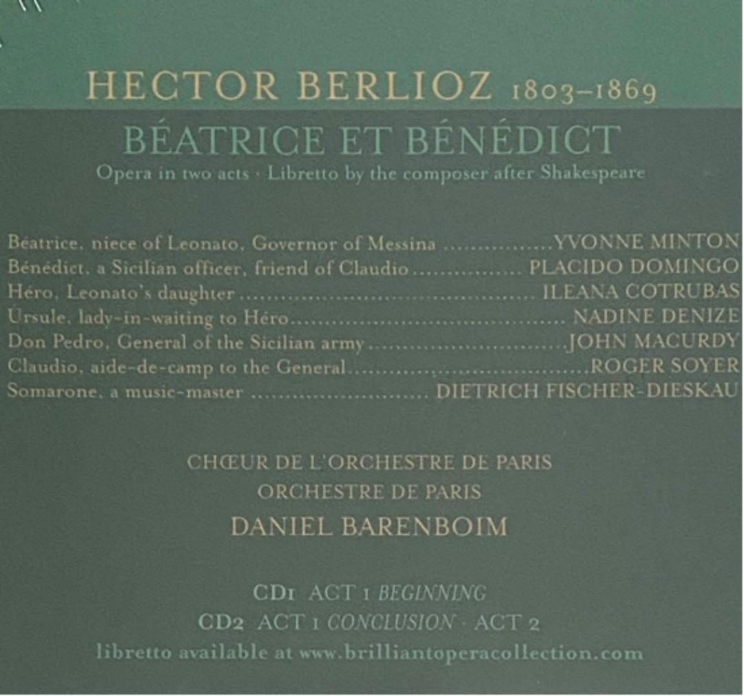 ベルリオーズ歌劇「ベアトリスとベネディクト」イヴォンヌ・ミントン、バレンボイム