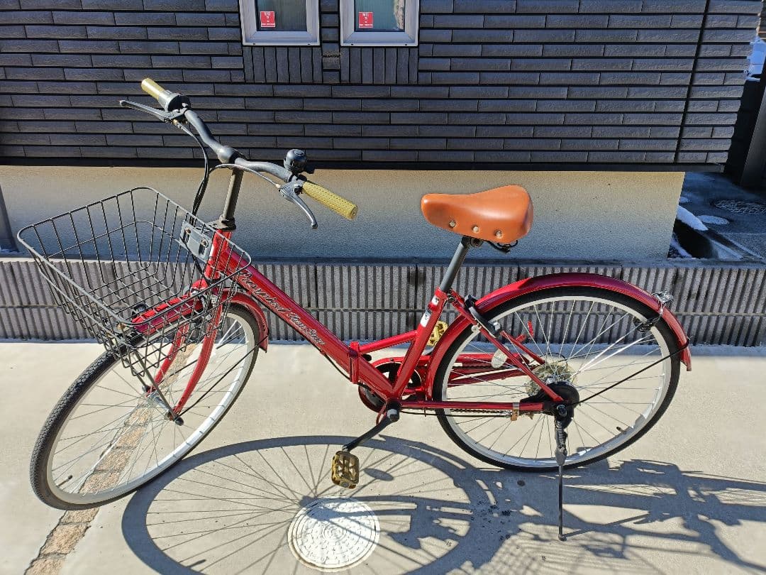 シティサイクル 赤 カゴ付き