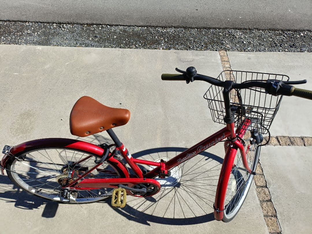 シティサイクル 赤 カゴ付き