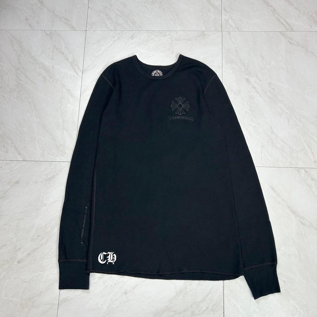 美品 CHROME HEARTS クロムハーツ CHプラス サーマル ロンT 黒