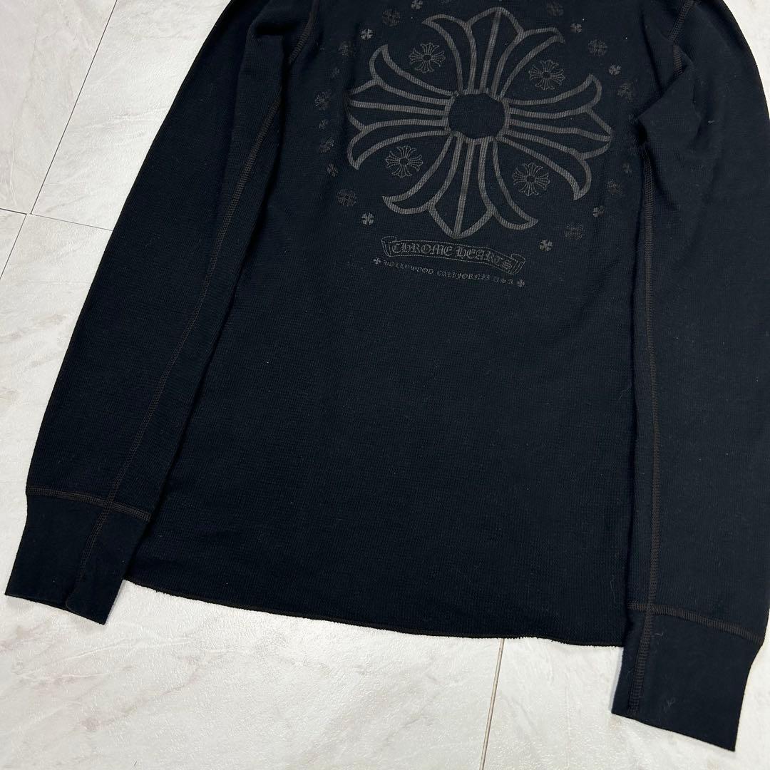 美品 CHROME HEARTS クロムハーツ CHプラス サーマル ロンT 黒