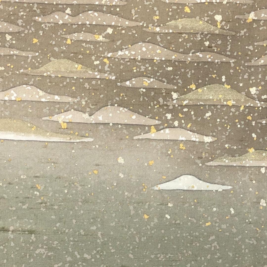 ☆ 牛首紬 付下げ 石川県指定無形文化財 叩き染 薄利休鼠色 K-5414