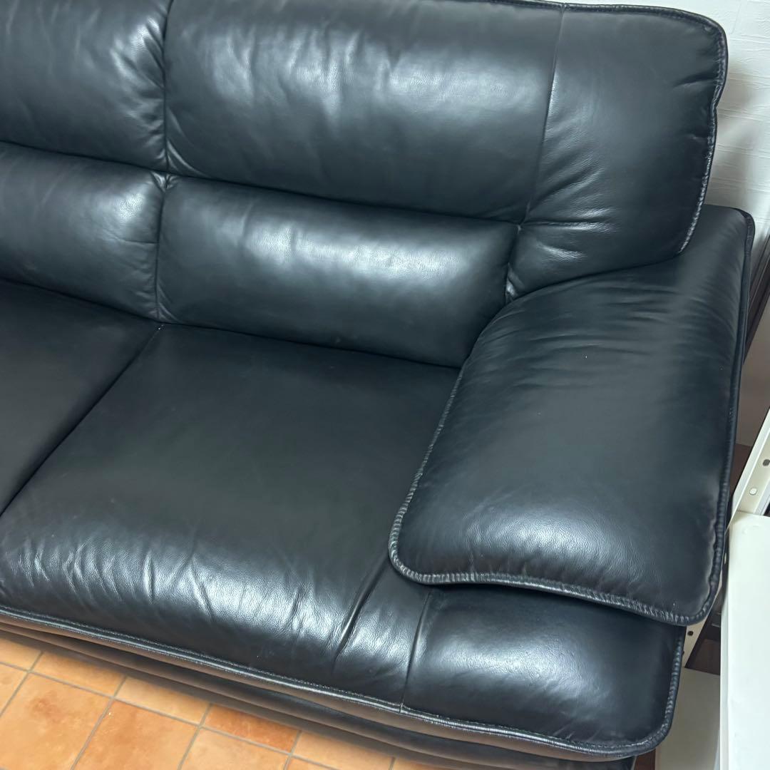 【良品】ニトリ　カウチソファー黒　3人掛け　右カウチ　ロゾ4