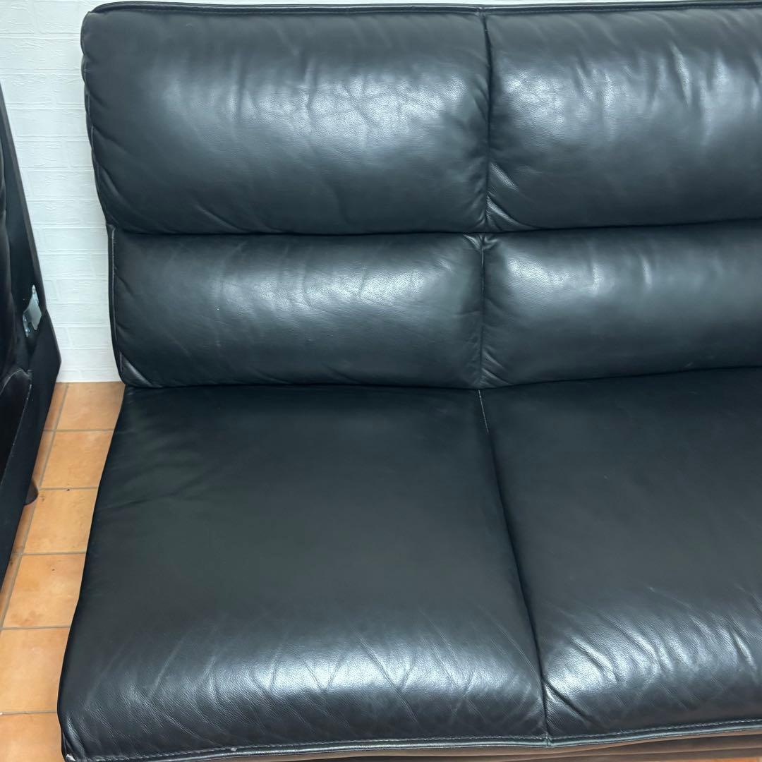 【良品】ニトリ　カウチソファー黒　3人掛け　右カウチ　ロゾ4