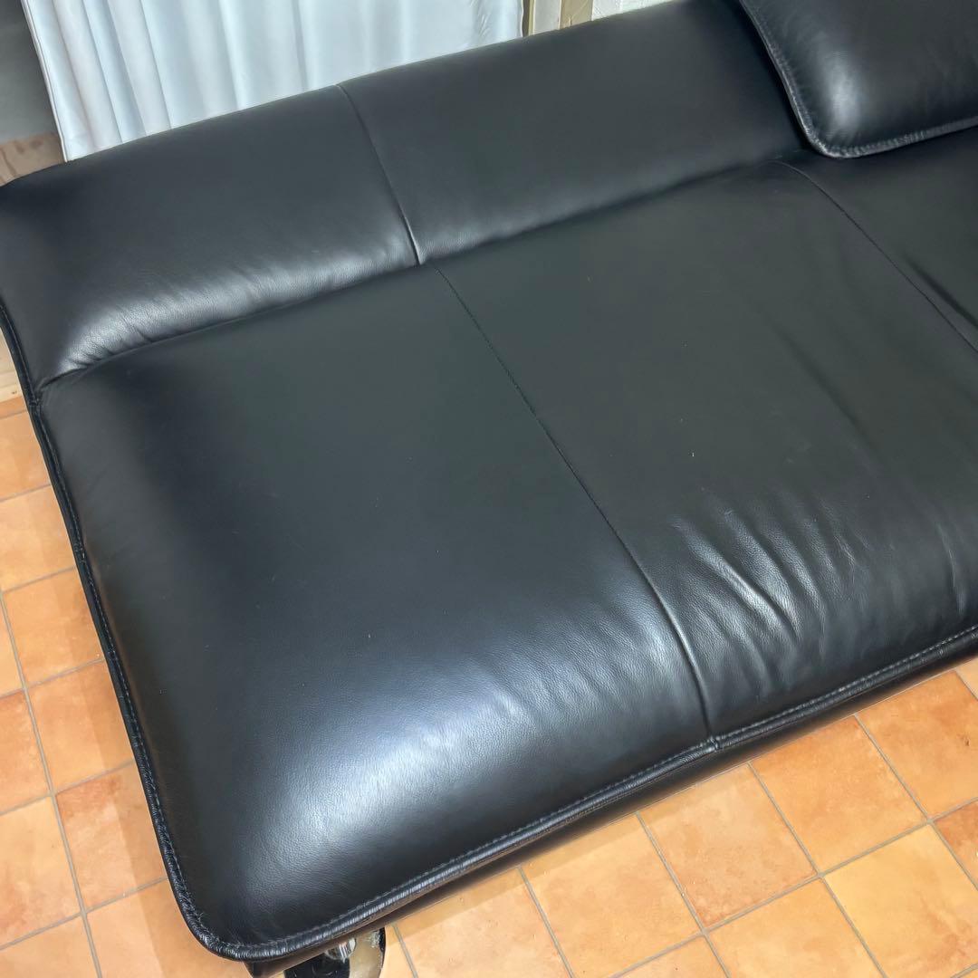 【良品】ニトリ　カウチソファー黒　3人掛け　右カウチ　ロゾ4