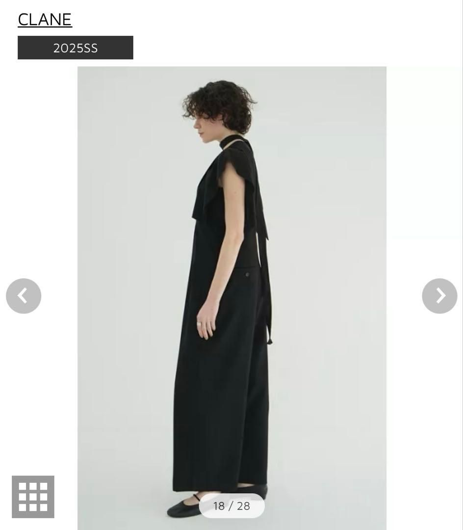 CLANE ハイウエストサスペンダーパンツ ブラック 2025SS