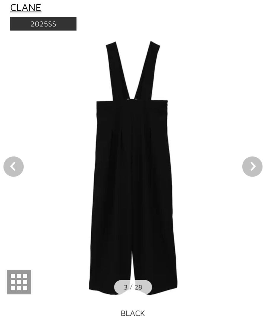 CLANE ハイウエストサスペンダーパンツ ブラック 2025SS