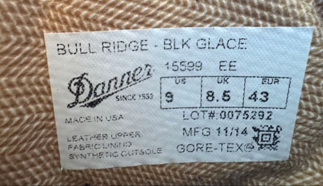セール試着のみデッドDanner ブルリッジ 15599 黒 27cm