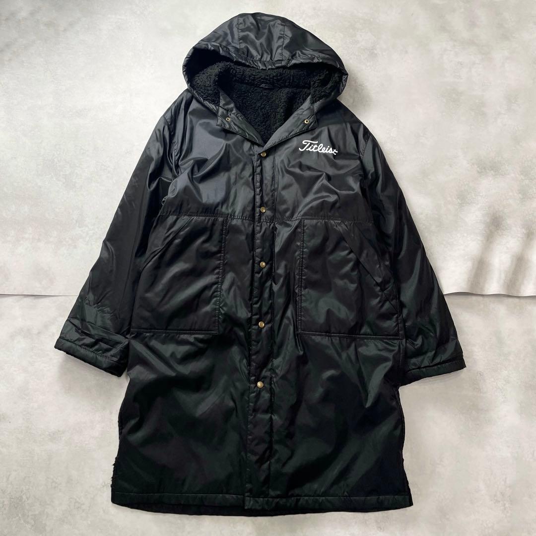 美品✨暖かい✨タイトリスト×FJ ベンチコート 内ボア 黒白 Wネーム XL相当