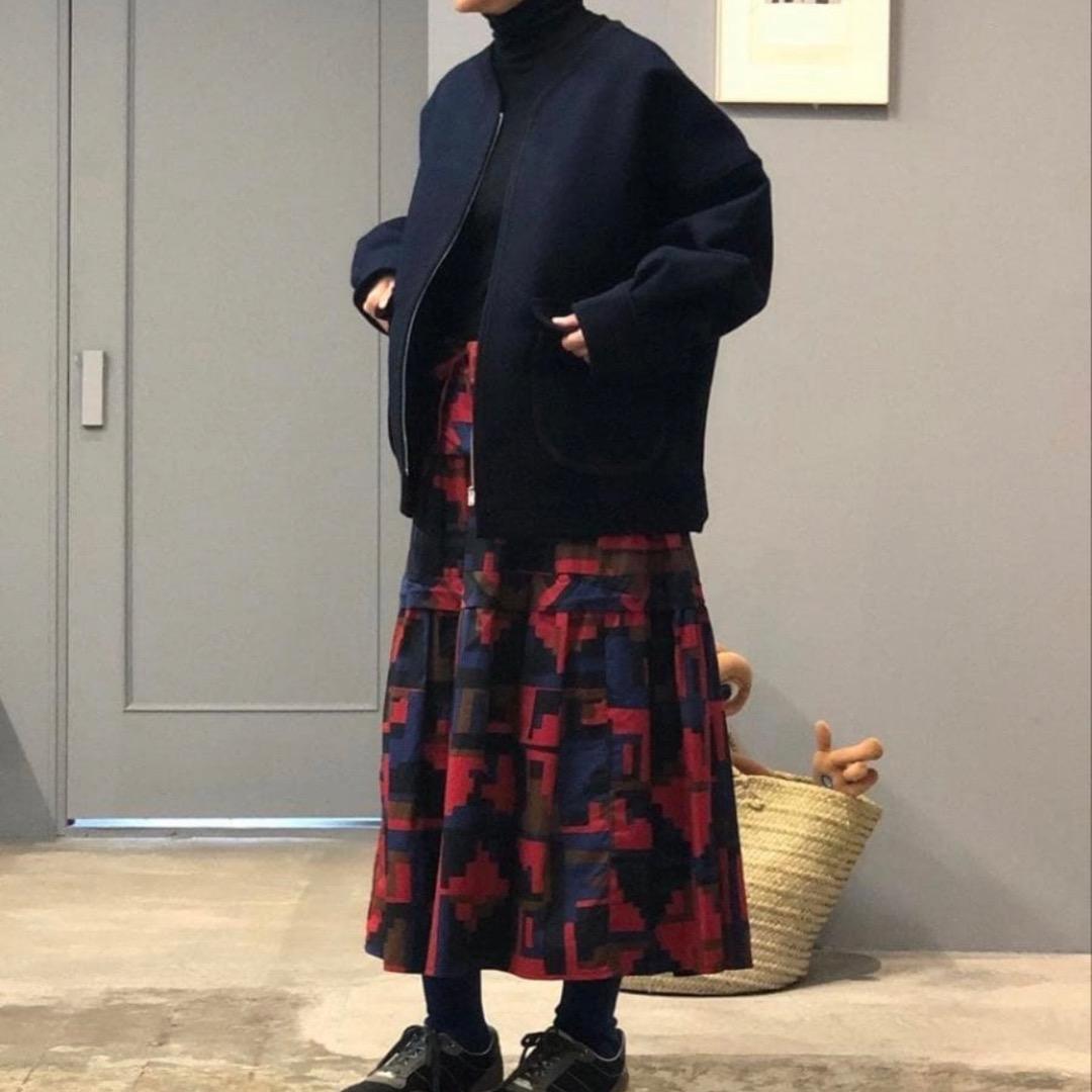 美品！homspun ホームスパン メルトン ジップアップ ブルゾン