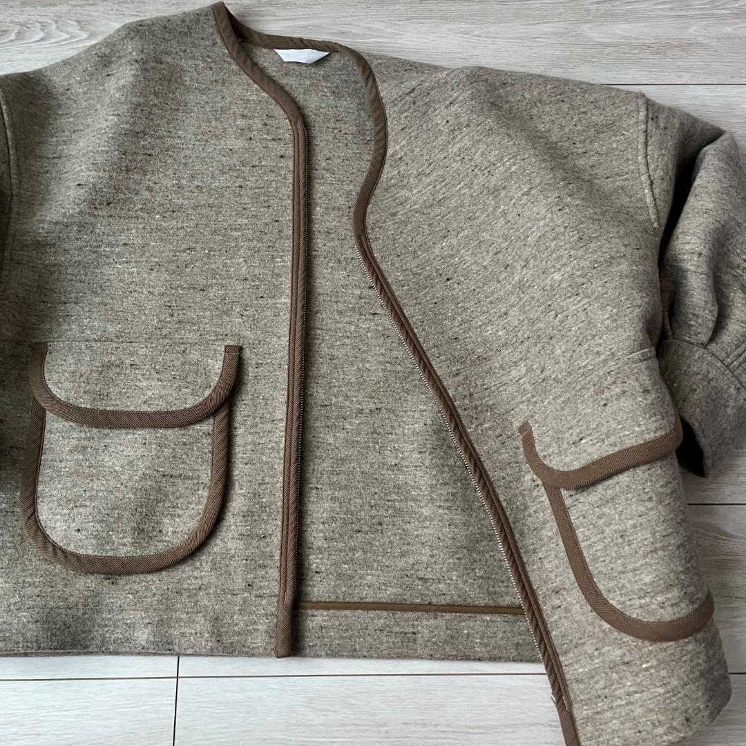 美品！homspun ホームスパン メルトン ジップアップ ブルゾン