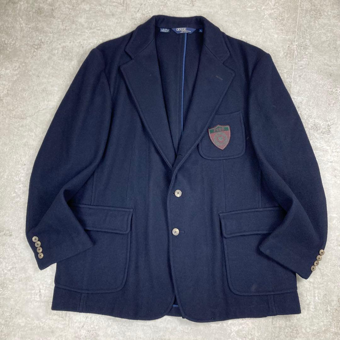 ポロバイラルフローレン　紺ブレ　ブレザー　エンブレム　ワッペン　アメリカ製　L