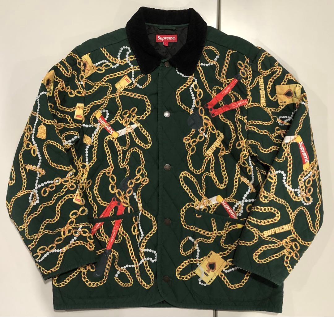 M*N様 極美品Supreme チェーン柄襟コーデュロイ　キルティングジャケット