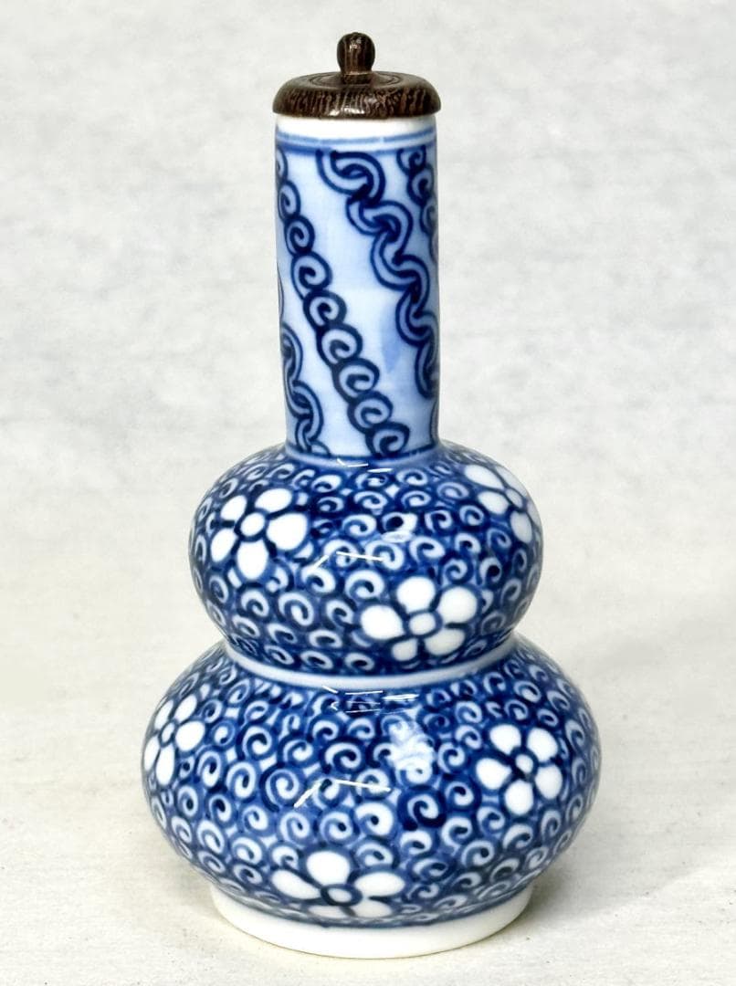 染付 振出し 紫檀蓋 雅城造 在銘 ウブ品 入手困難 日本骨董 WWTT280