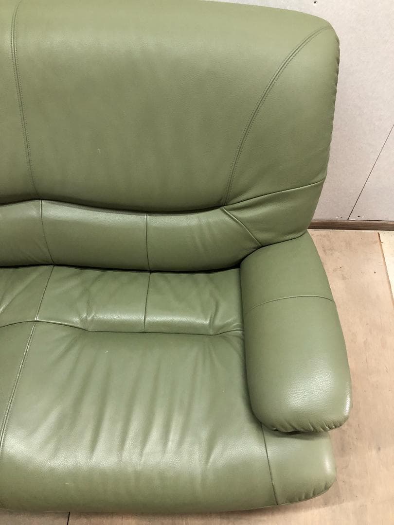 カリモク チターノ　 ソファ3　人掛け　本革　グリーン　1109-2