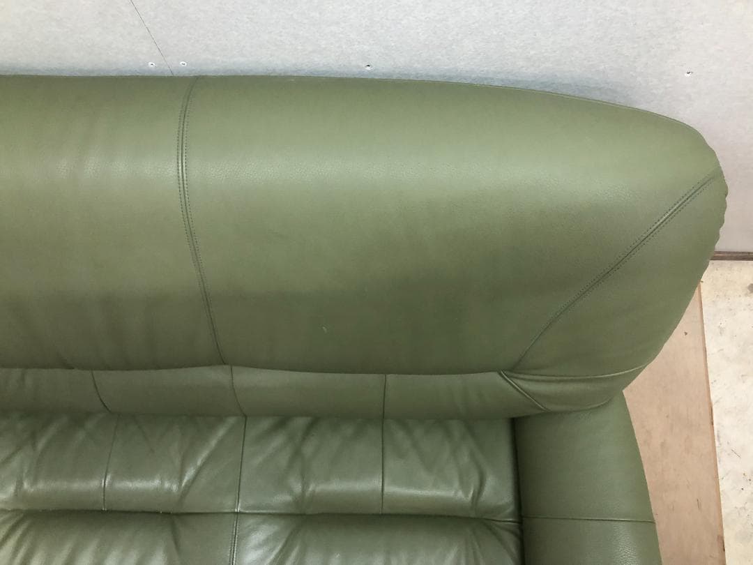 カリモク チターノ　 ソファ3　人掛け　本革　グリーン　1109-2