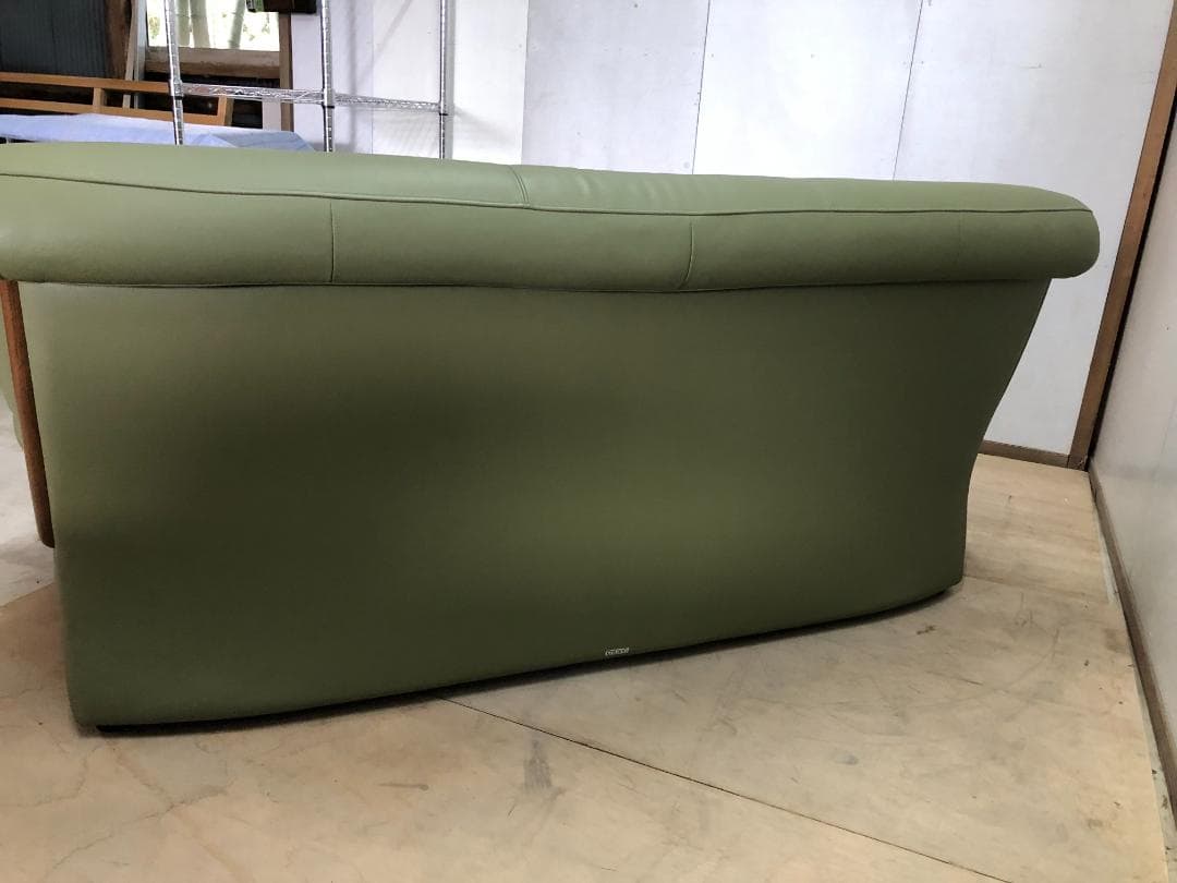 カリモク チターノ　 ソファ3　人掛け　本革　グリーン　1109-2