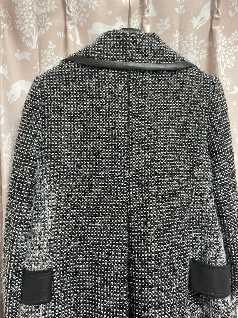 FOXEY ツイードダブルブレストコート　ホワイト　ブラック　サイズ 40