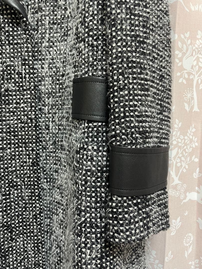 FOXEY ツイードダブルブレストコート　ホワイト　ブラック　サイズ 40