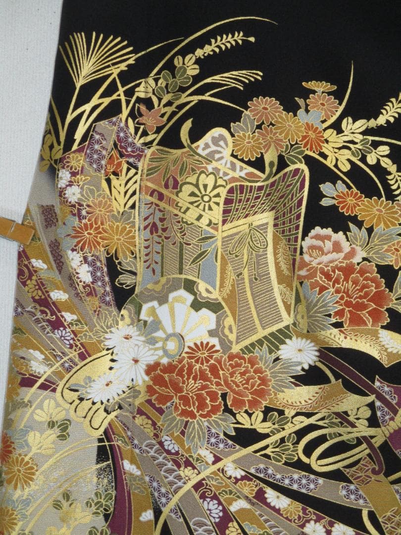 Ｌ～2Ｌサイズ　黒留袖からの着物リメイクドレスです 　着丈１２２cm