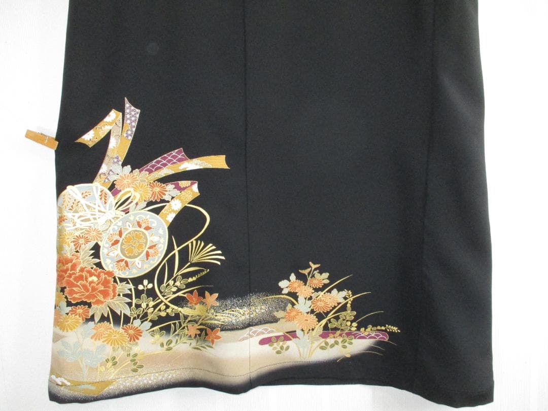 Ｌ～2Ｌサイズ　黒留袖からの着物リメイクドレスです 　着丈１２２cm