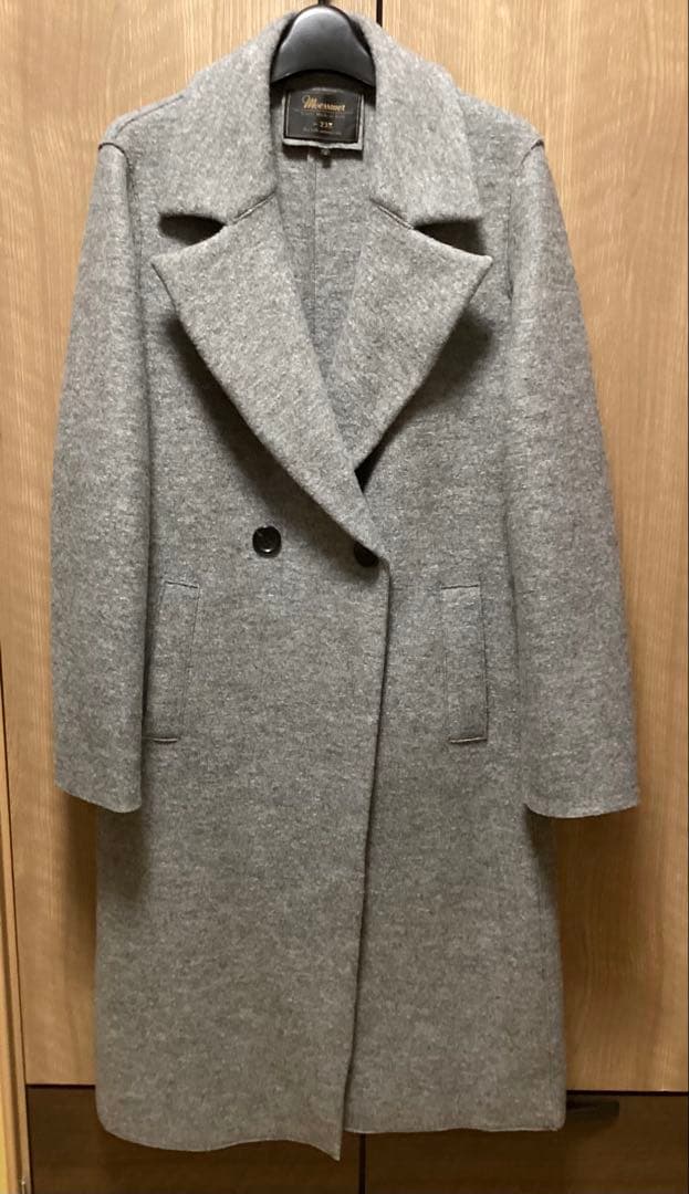 美品　23区Moessmer MILLEDJERSEYロングウールコート　グレー