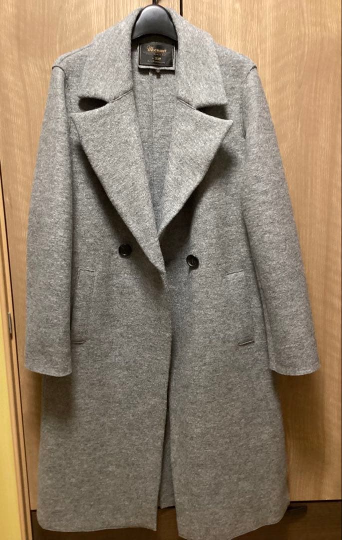 美品　23区Moessmer MILLEDJERSEYロングウールコート　グレー