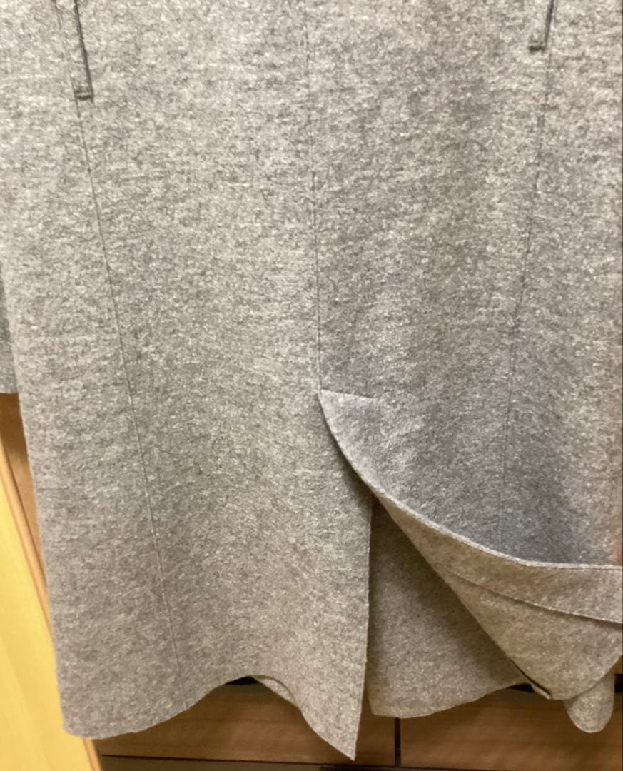 美品　23区Moessmer MILLEDJERSEYロングウールコート　グレー