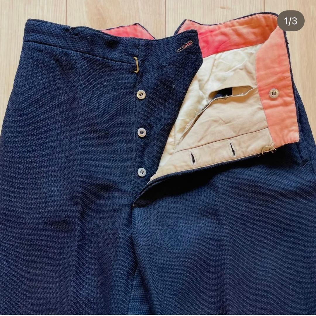 フレンチヴィンテージ ネイビーウールトラウザーズ スペシャルファブリック