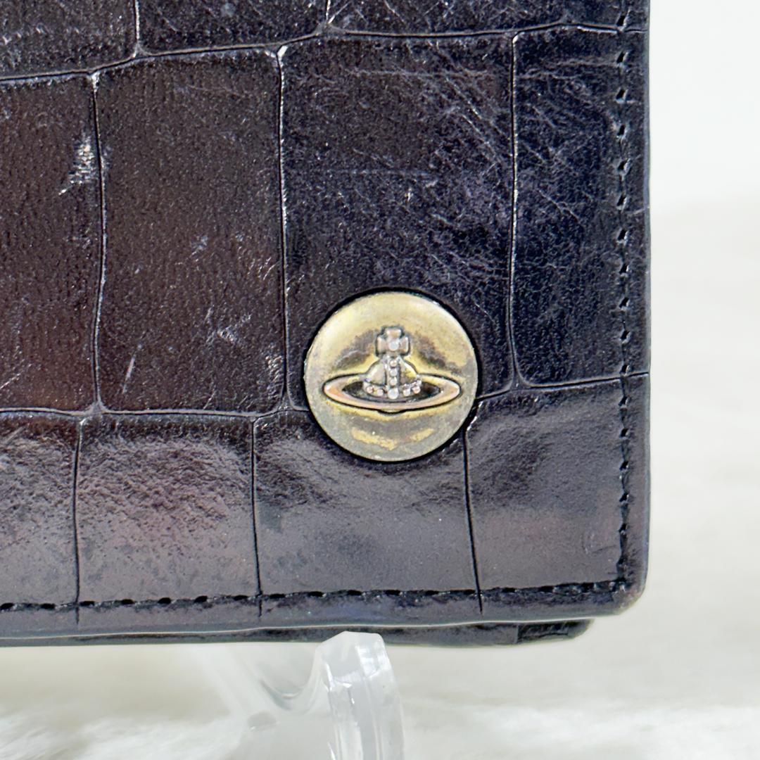 ヴィヴィアンウエストウッド 2つ折り財布 クロコ 型押し 黒