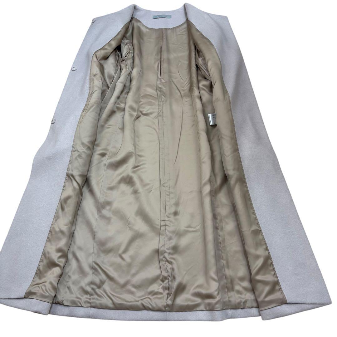 極美品 セオリーリュクス MITCHELL ノーカラーコート 36ライトグレー