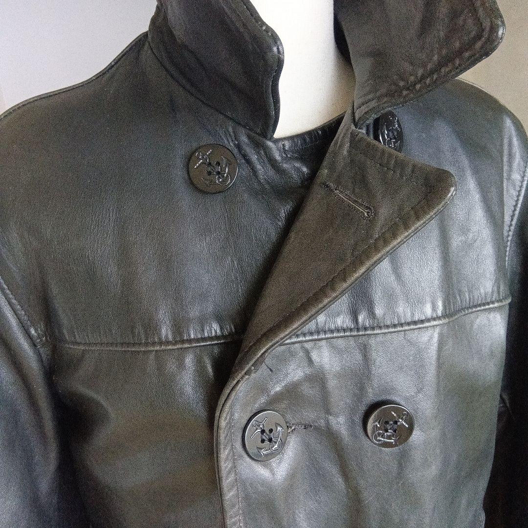 SCHOTT ブラックレザー Pコート　ピーコート